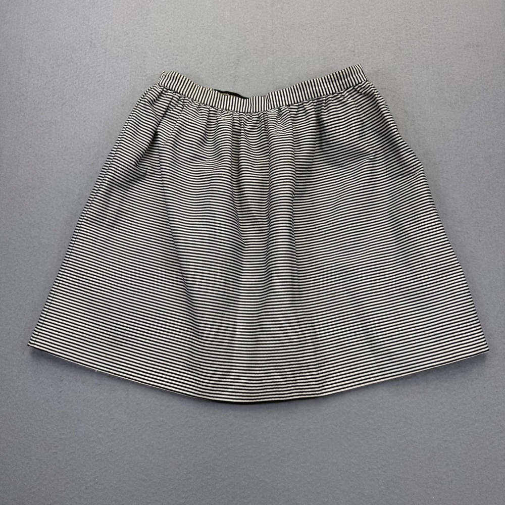 Alice + Olivia Black White Striped‎ A-Line Mini Skirt Size 6 Exposed Zipper